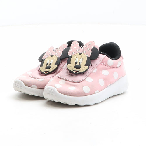 Disney Girls Pink Polka Dot Fabric Trainer UK 3 - Minnie Mouse