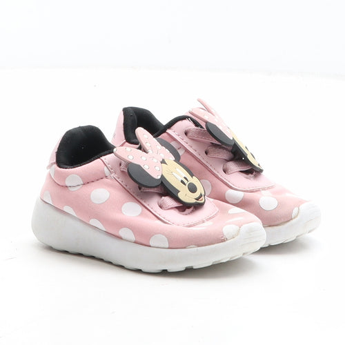 Disney Girls Pink Polka Dot Fabric Trainer UK 3 - Minnie Mouse