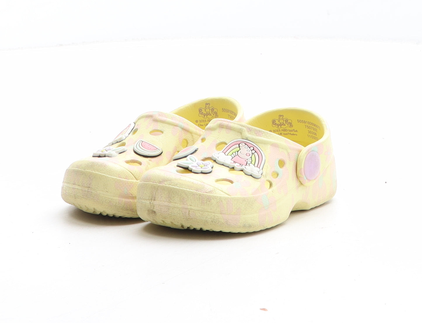 Peppa Pig Girls Yellow Floral Synthetic Clog Sandal UK 3