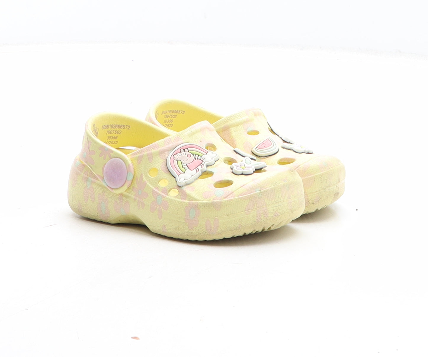 Peppa Pig Girls Yellow Floral Synthetic Clog Sandal UK 3