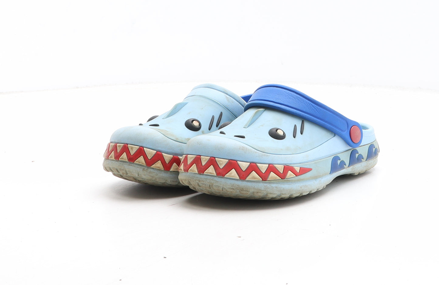 Preworn Boys Blue Geometric Synthetic Slider Casual UK 11 - Crocodile Design