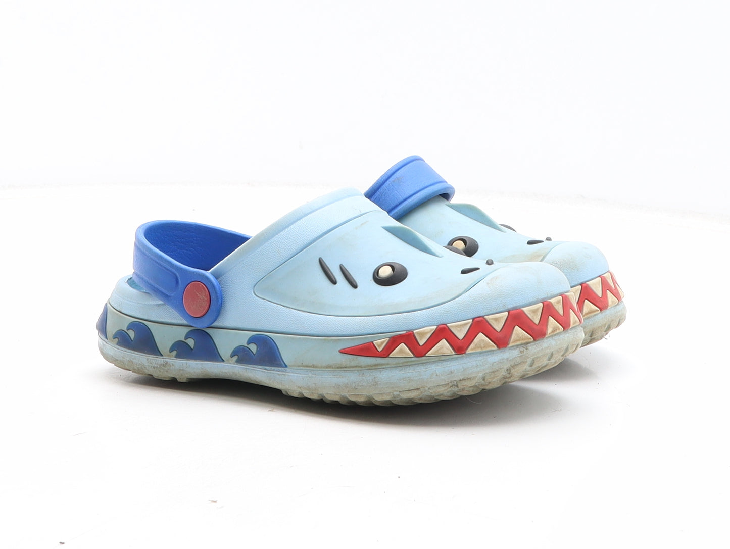 Preworn Boys Blue Geometric Synthetic Slider Casual UK 11 - Crocodile Design