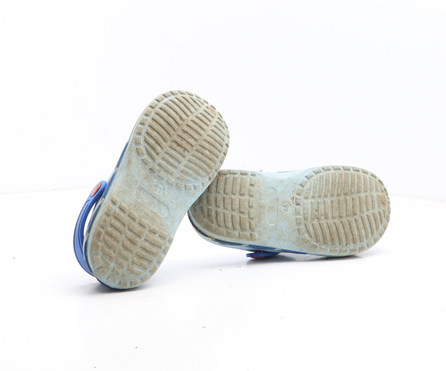 Preworn Boys Blue Geometric Synthetic Slider Casual UK 11 - Crocodile Design