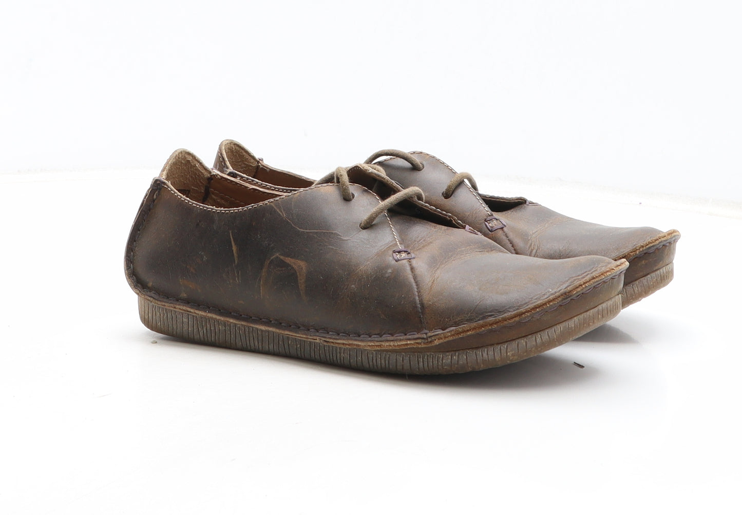 Clarks Womens Brown Leather Oxford Casual UK