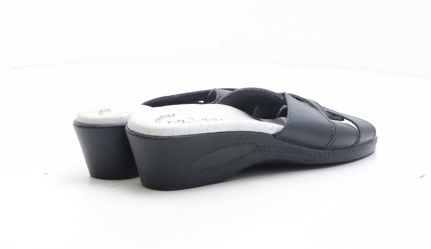 Total Comfort Womens Blue Leather Slip On Sandal UK