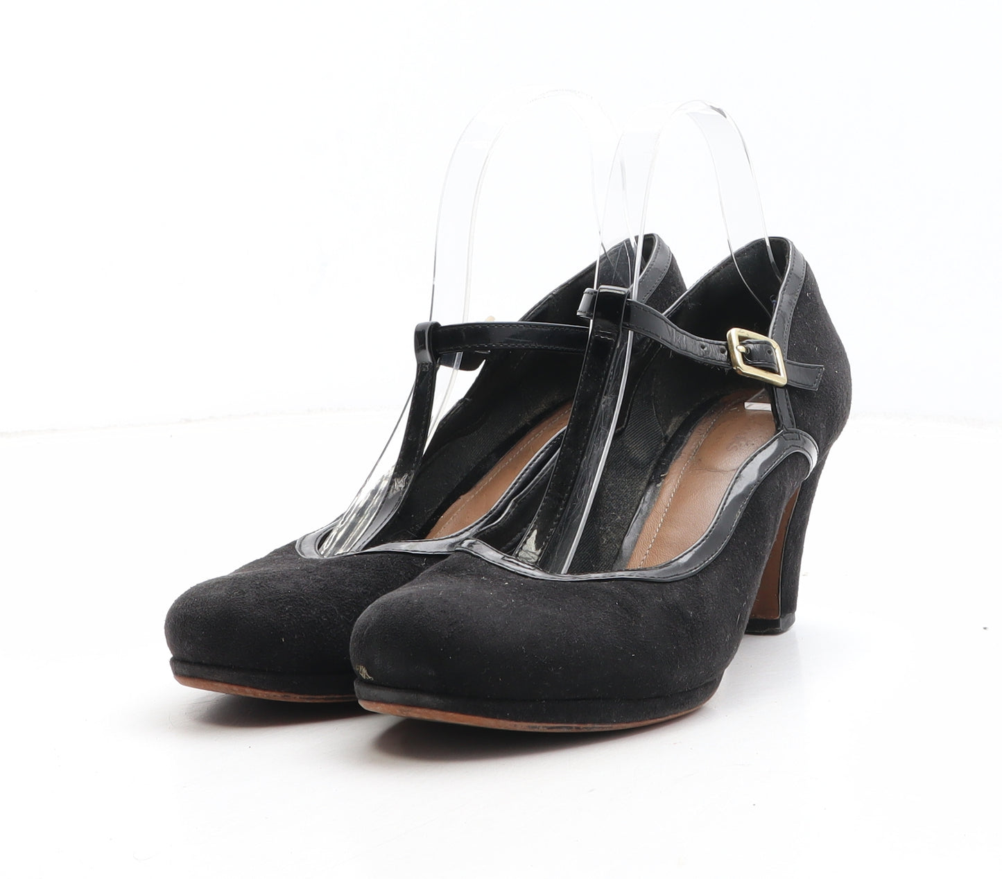 Clarks Womens Black Synthetic Court Heel UK - Mary Jane Style