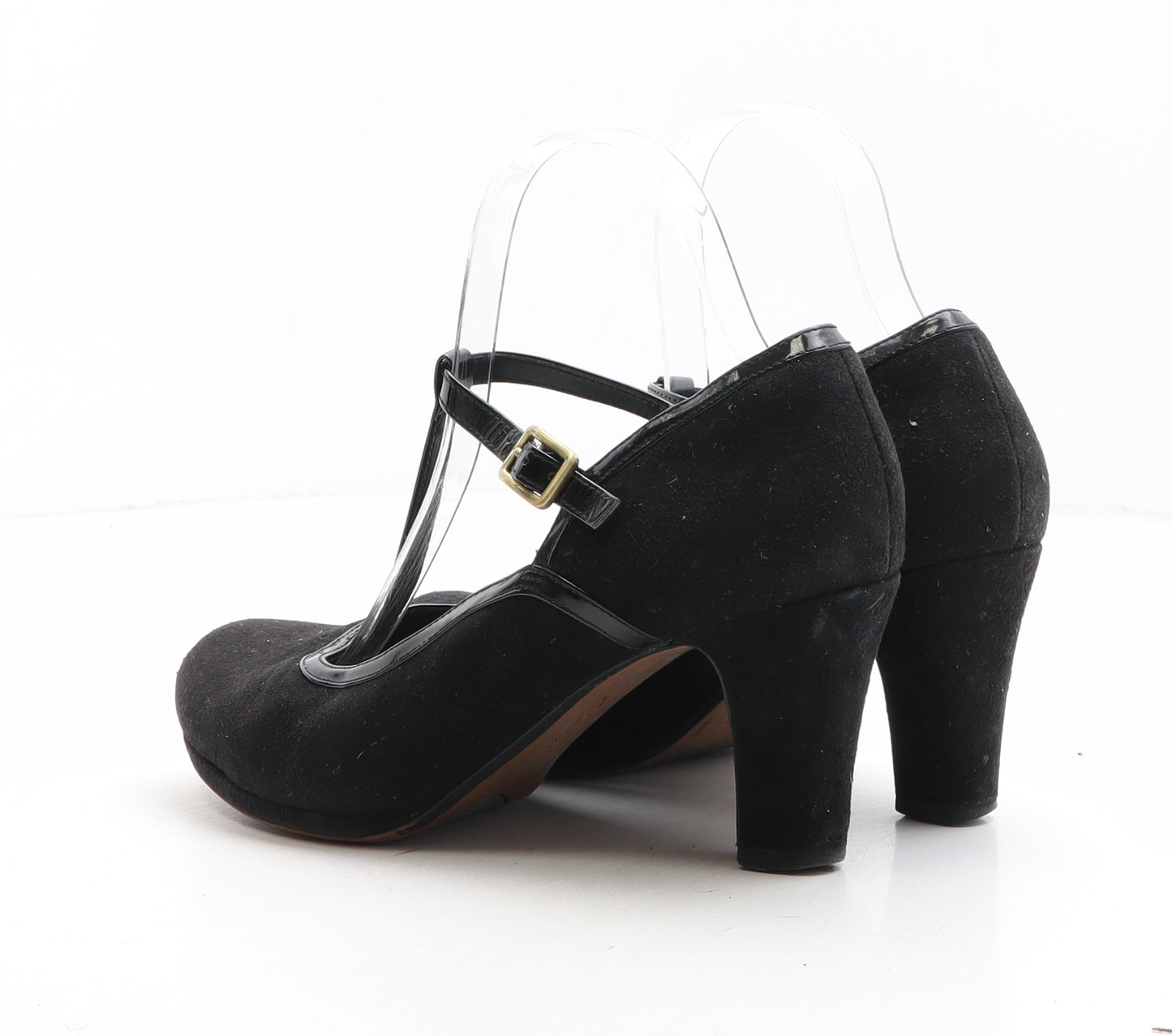 Clarks Womens Black Synthetic Court Heel UK - Mary Jane Style