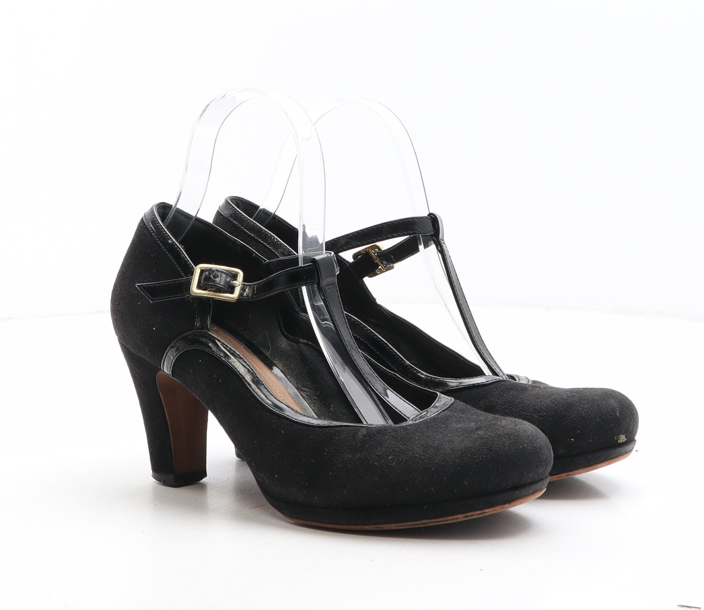 Clarks Womens Black Synthetic Court Heel UK - Mary Jane Style