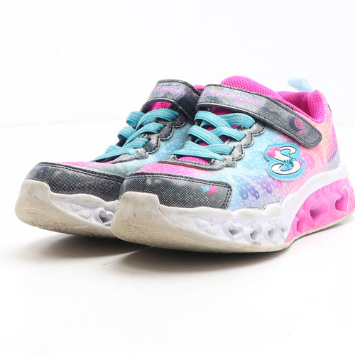 Skechers Girls Pink Geometric Synthetic Trainer UK 13