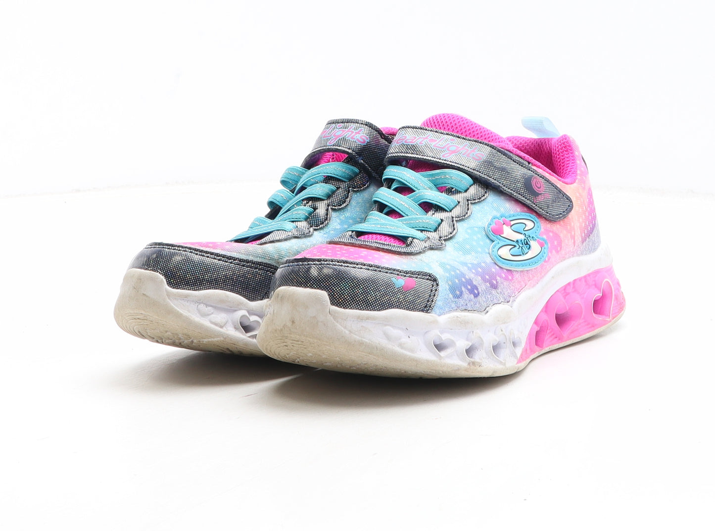 Skechers Girls Pink Geometric Synthetic Trainer UK 13
