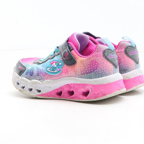 Skechers Girls Pink Geometric Synthetic Trainer UK 13