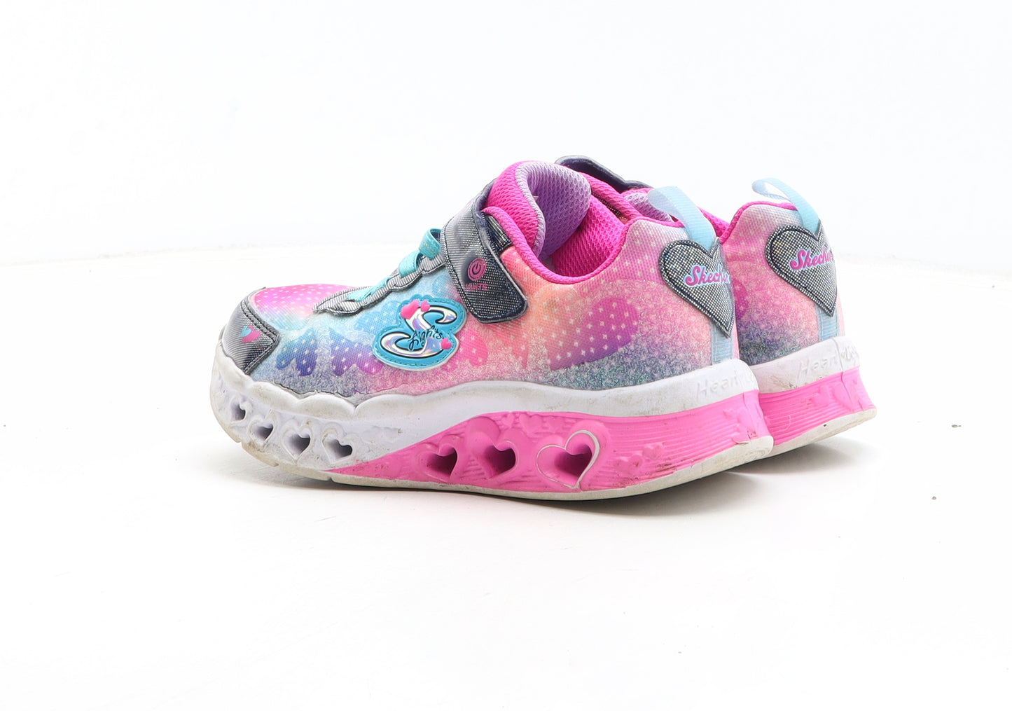 Skechers Girls Pink Geometric Synthetic Trainer UK 13