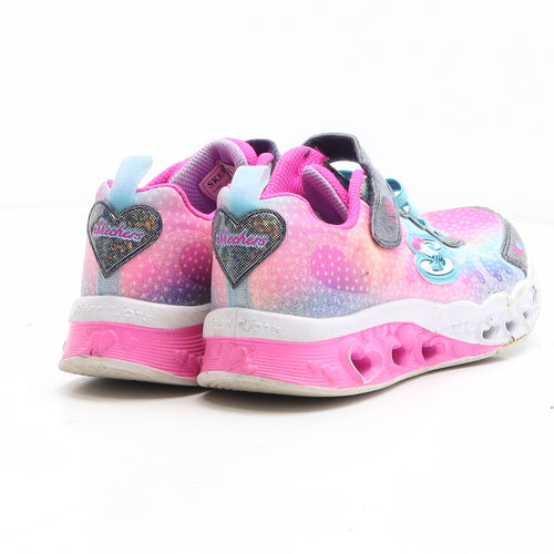 Skechers Girls Pink Geometric Synthetic Trainer UK 13