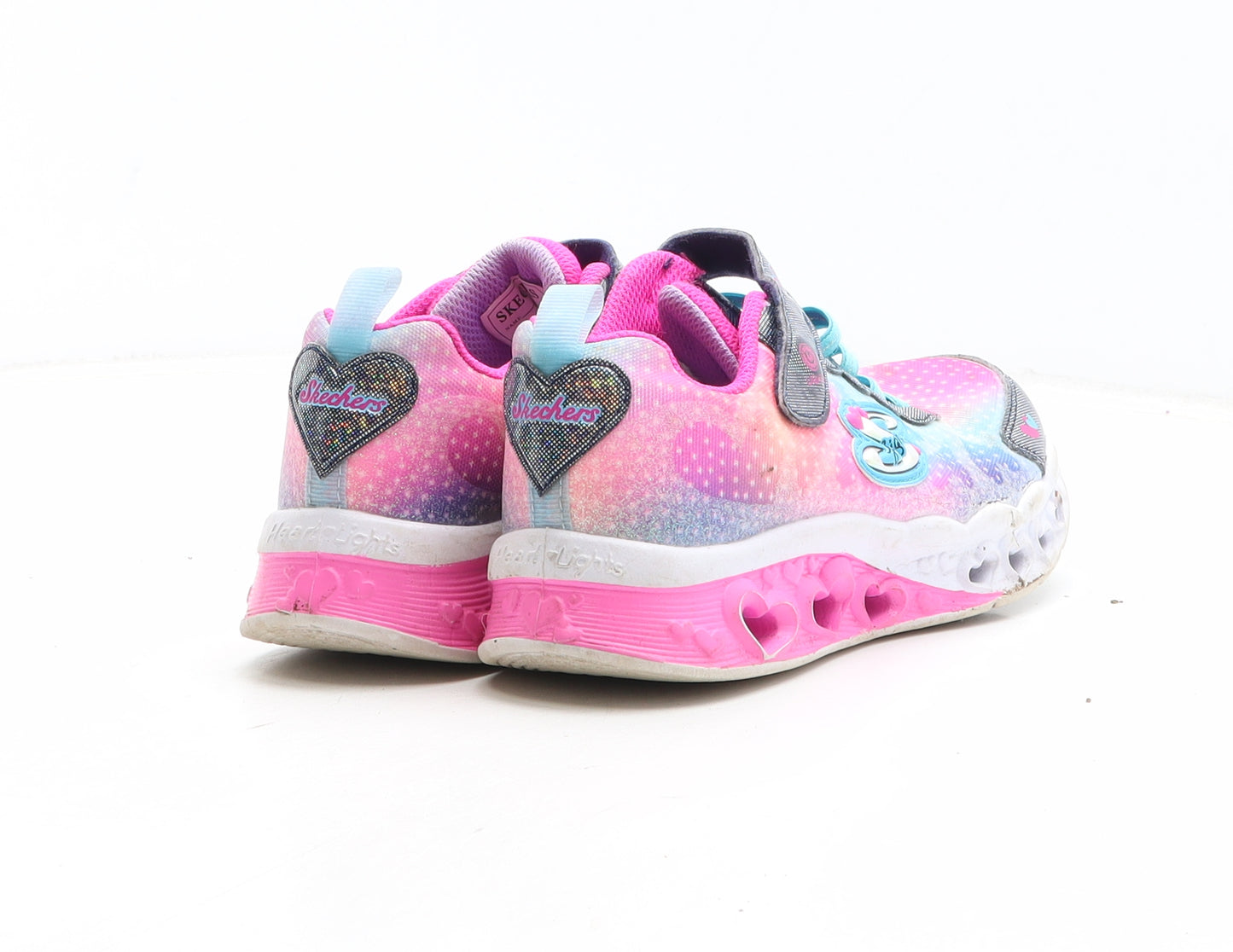 Skechers Girls Pink Geometric Synthetic Trainer UK 13