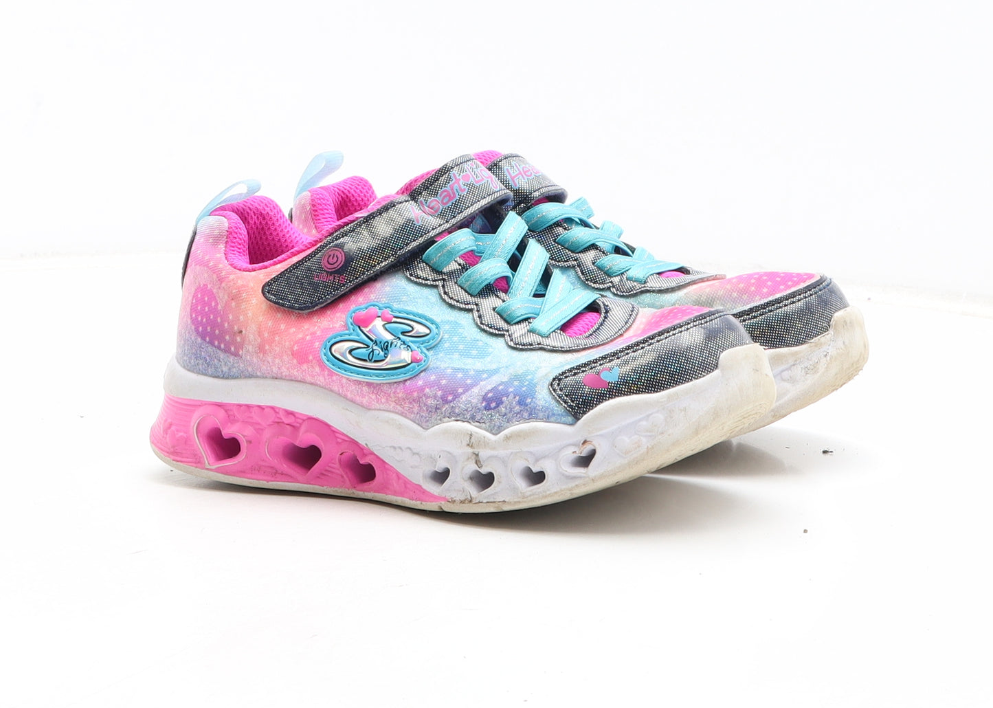 Skechers Girls Pink Geometric Synthetic Trainer UK 13