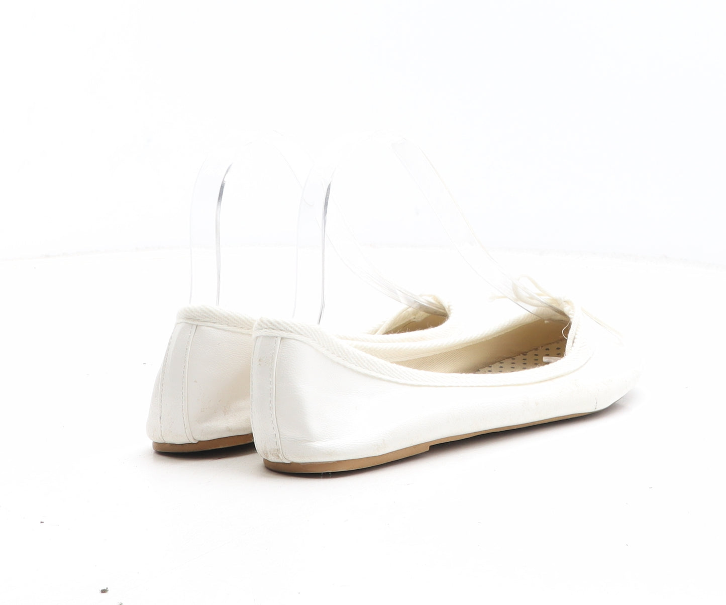 New Look Womens White Fabric Ballet Flat UK