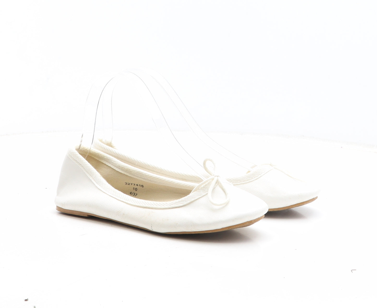 New Look Womens White Fabric Ballet Flat UK