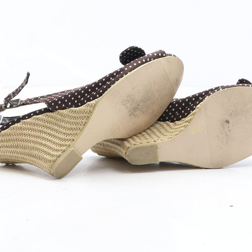 Preworn Womens Brown Polka Dot Synthetic Slingback Heel UK