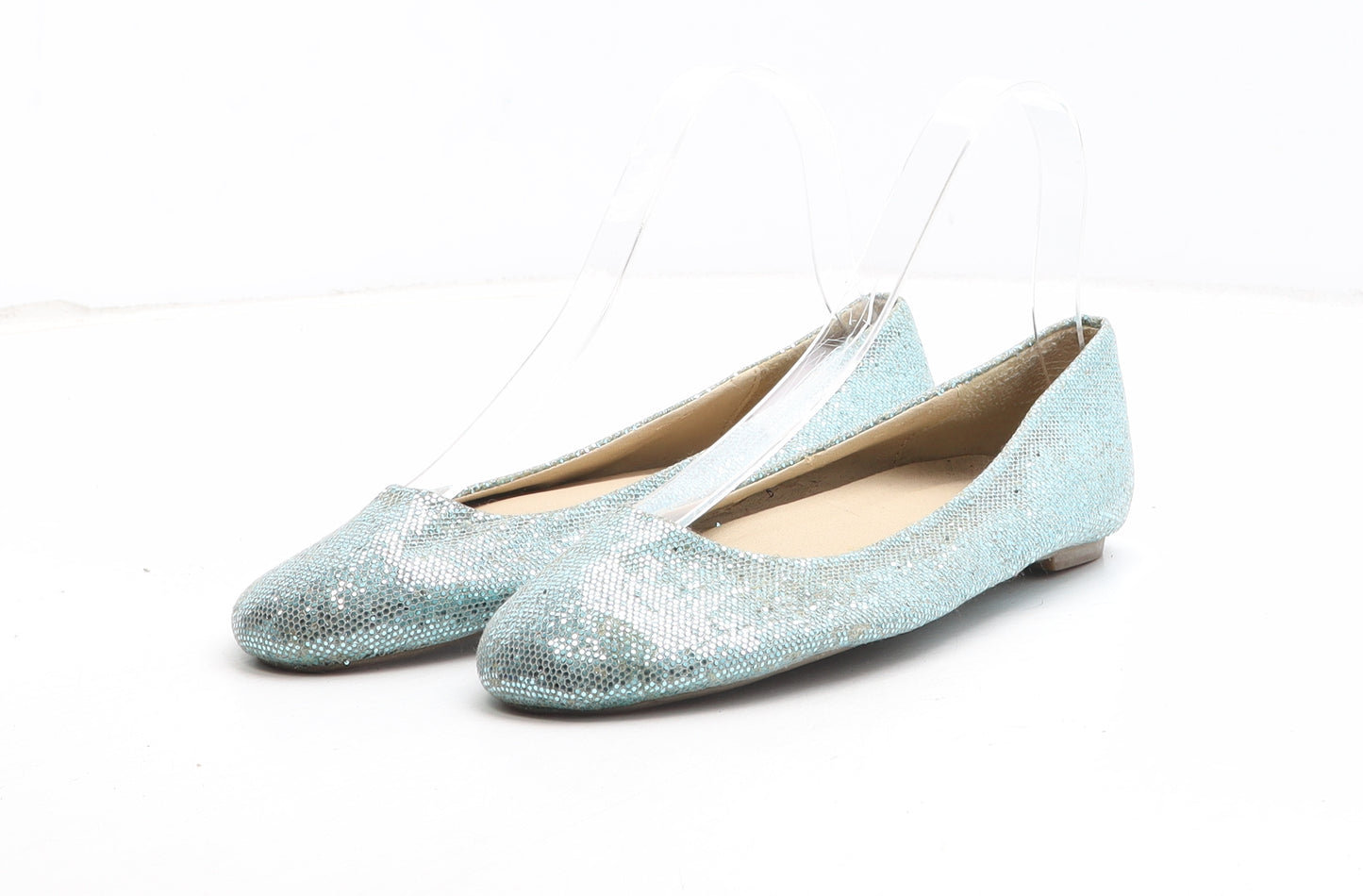 Faith Womens Blue Synthetic Ballet Flat UK