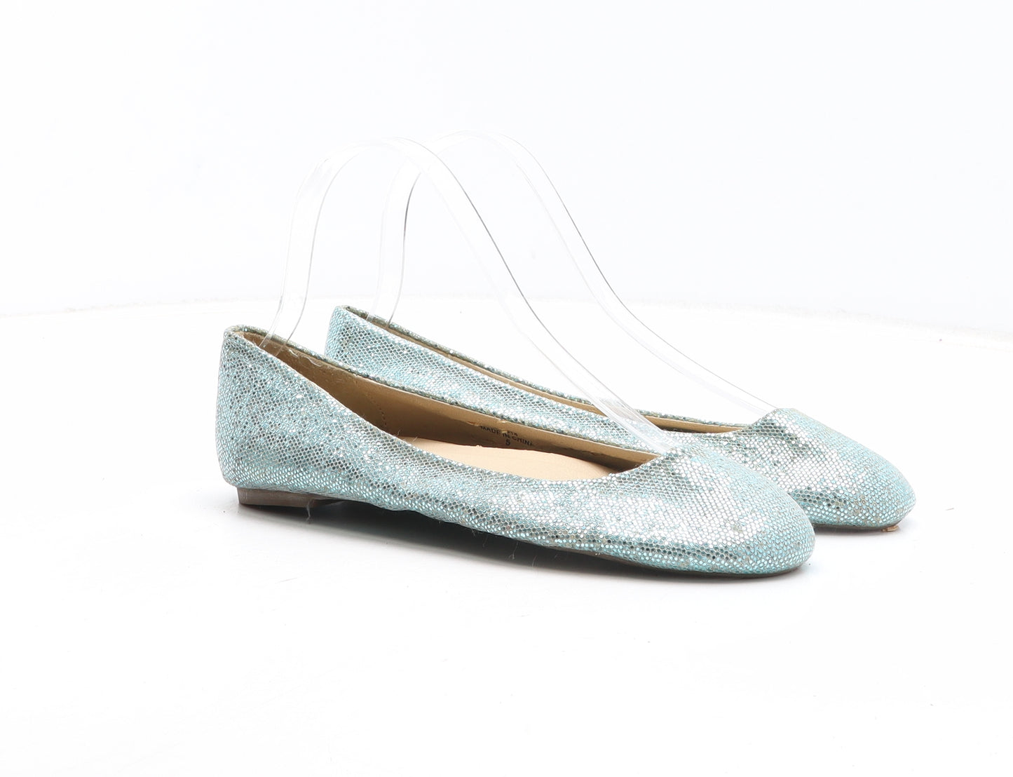 Faith Womens Blue Synthetic Ballet Flat UK