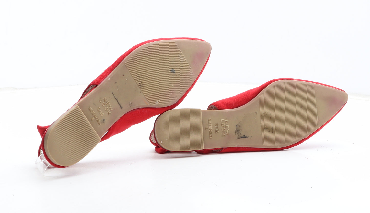 New Look Womens Red Synthetic Slingback Flat UK