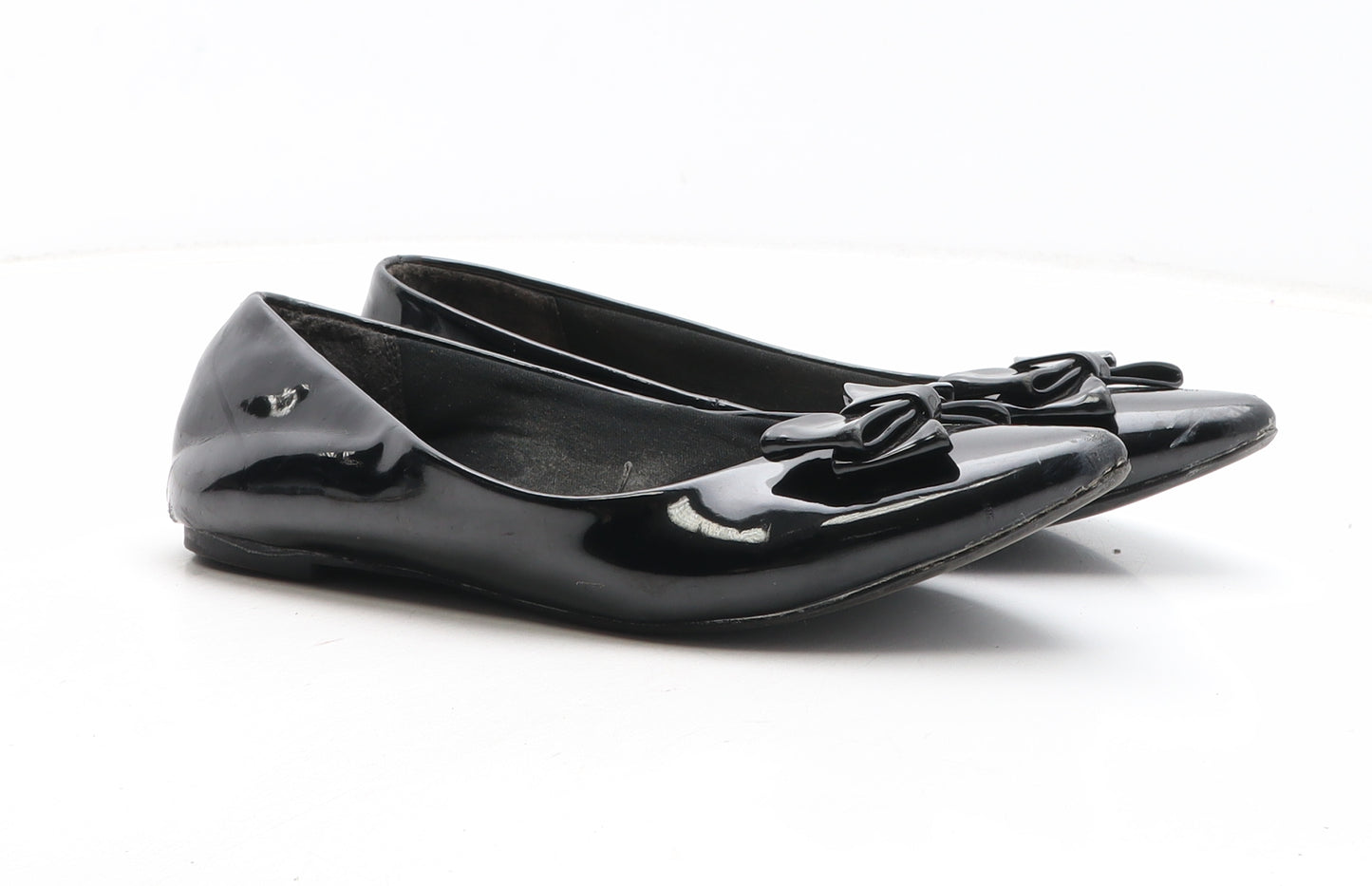 F&F Womens Black Synthetic Slip On Flat UK