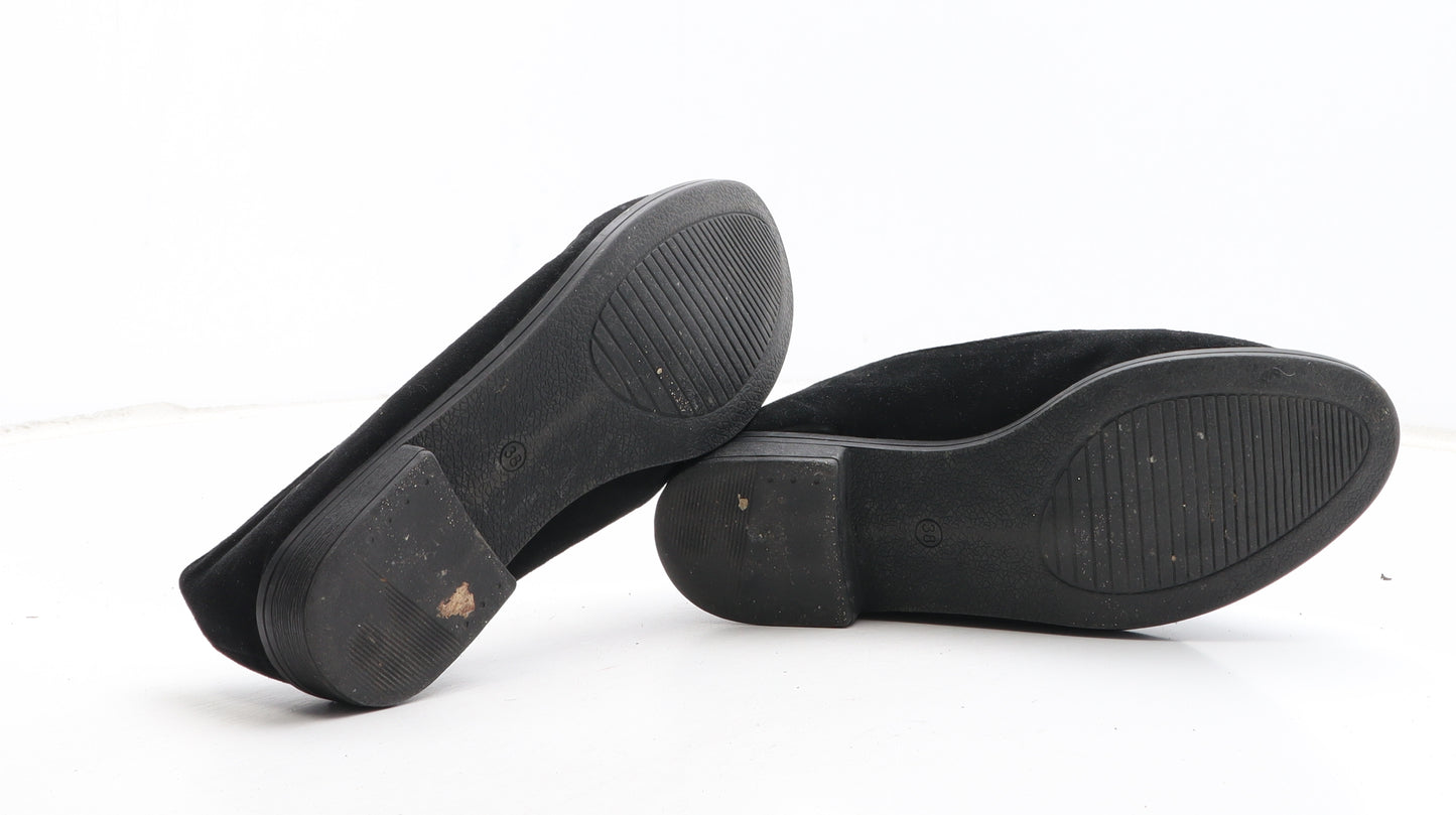 Preworn Womens Black Synthetic Slip On Sandal UK - Pom Pom Detail