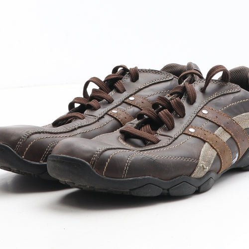 Skechers Mens Brown Leather Trainer Casual UK 8