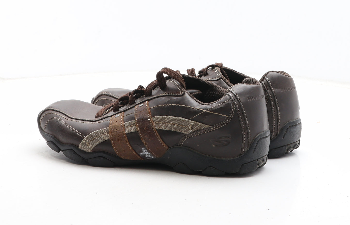 Skechers Mens Brown Leather Trainer Casual UK 8