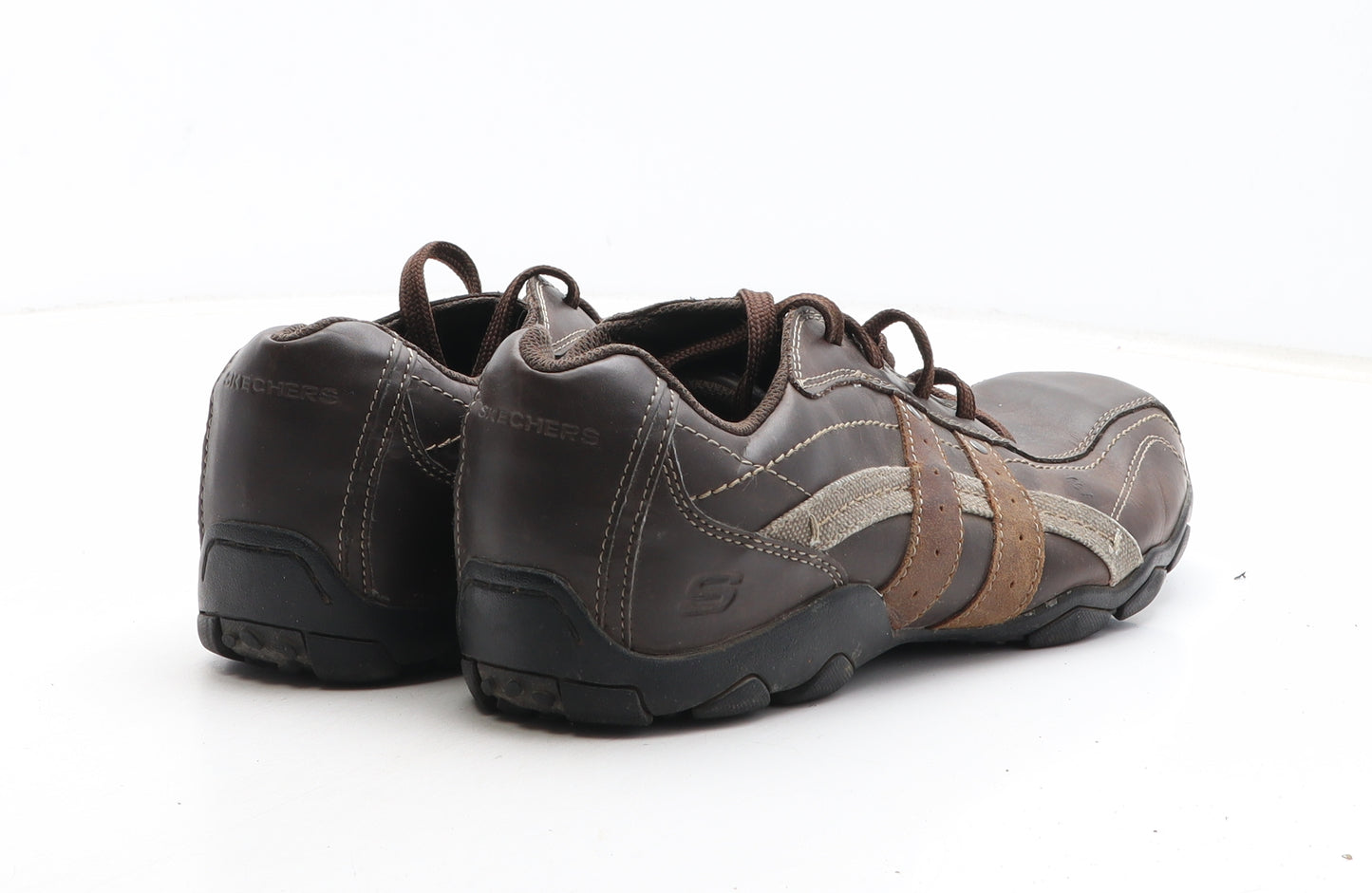 Skechers Mens Brown Leather Trainer Casual UK 8