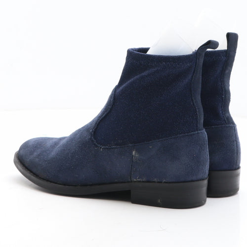 Marks and Spencer Girls Blue Leather Sock Boot UK 3