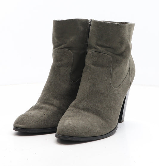 Very Womens Green Suede Bootie Boot UK