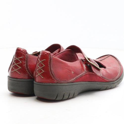 Clarks Womens Red Leather Mary Jane Casual UK