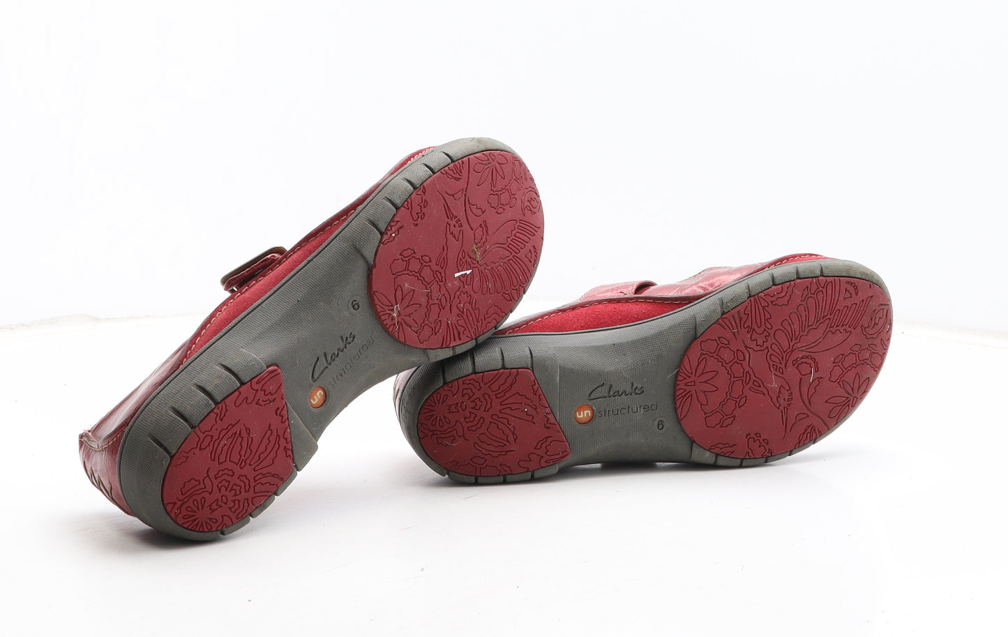 Clarks Womens Red Leather Mary Jane Casual UK