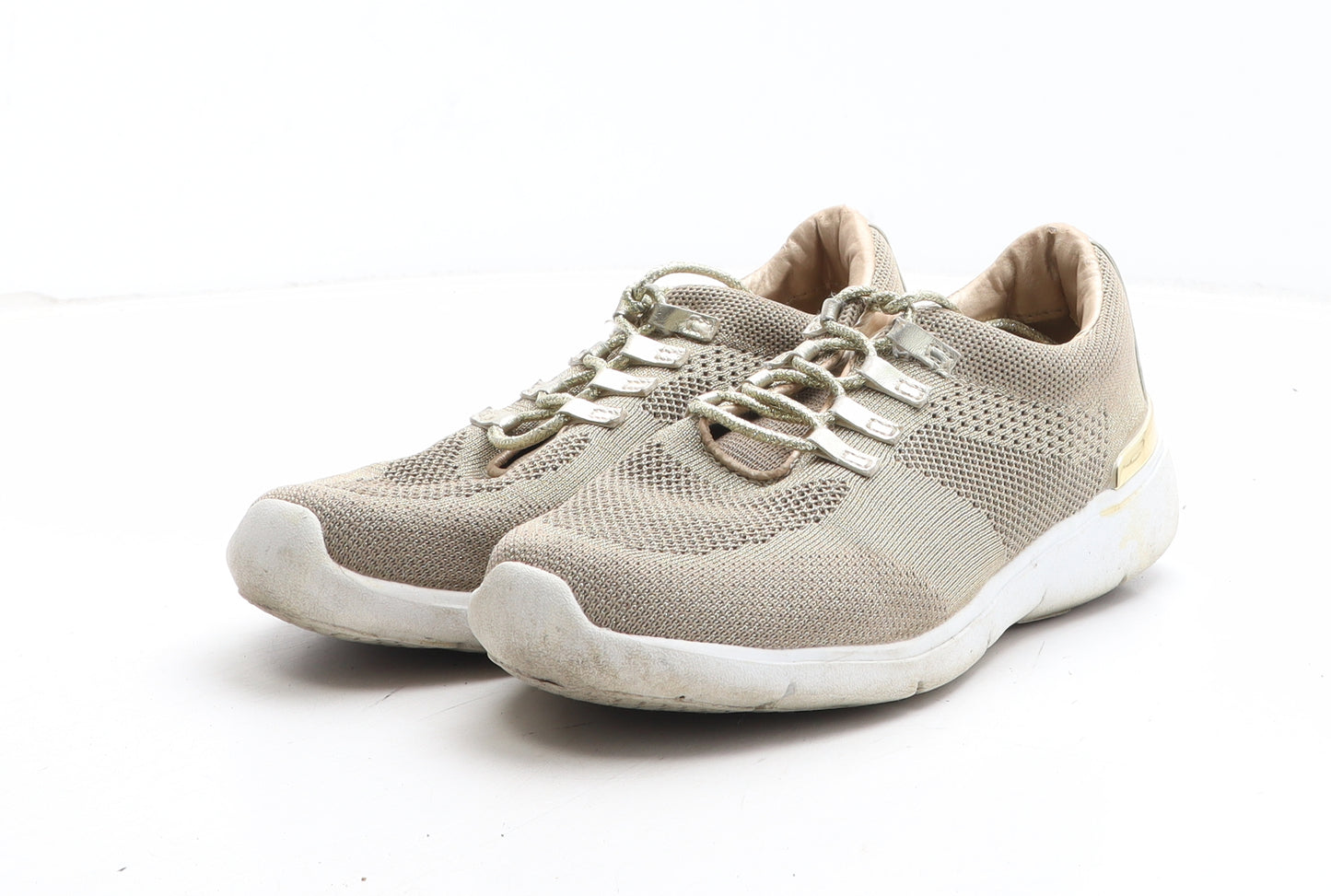 Preworn Womens Gold Fabric Trainer UK