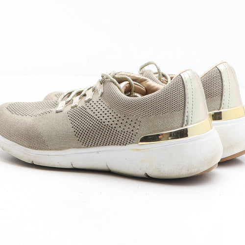 Preworn Womens Gold Fabric Trainer UK