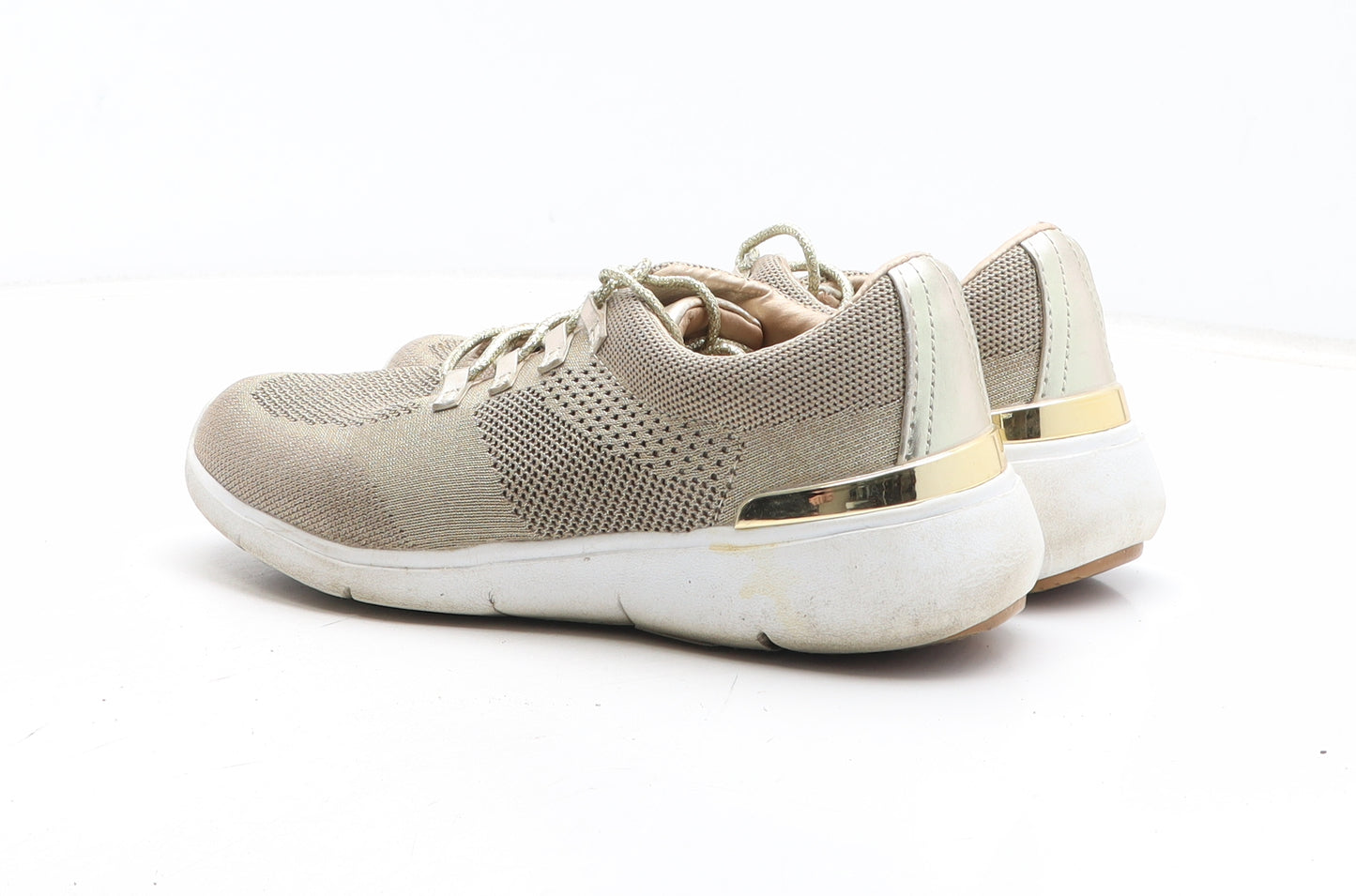Preworn Womens Gold Fabric Trainer UK