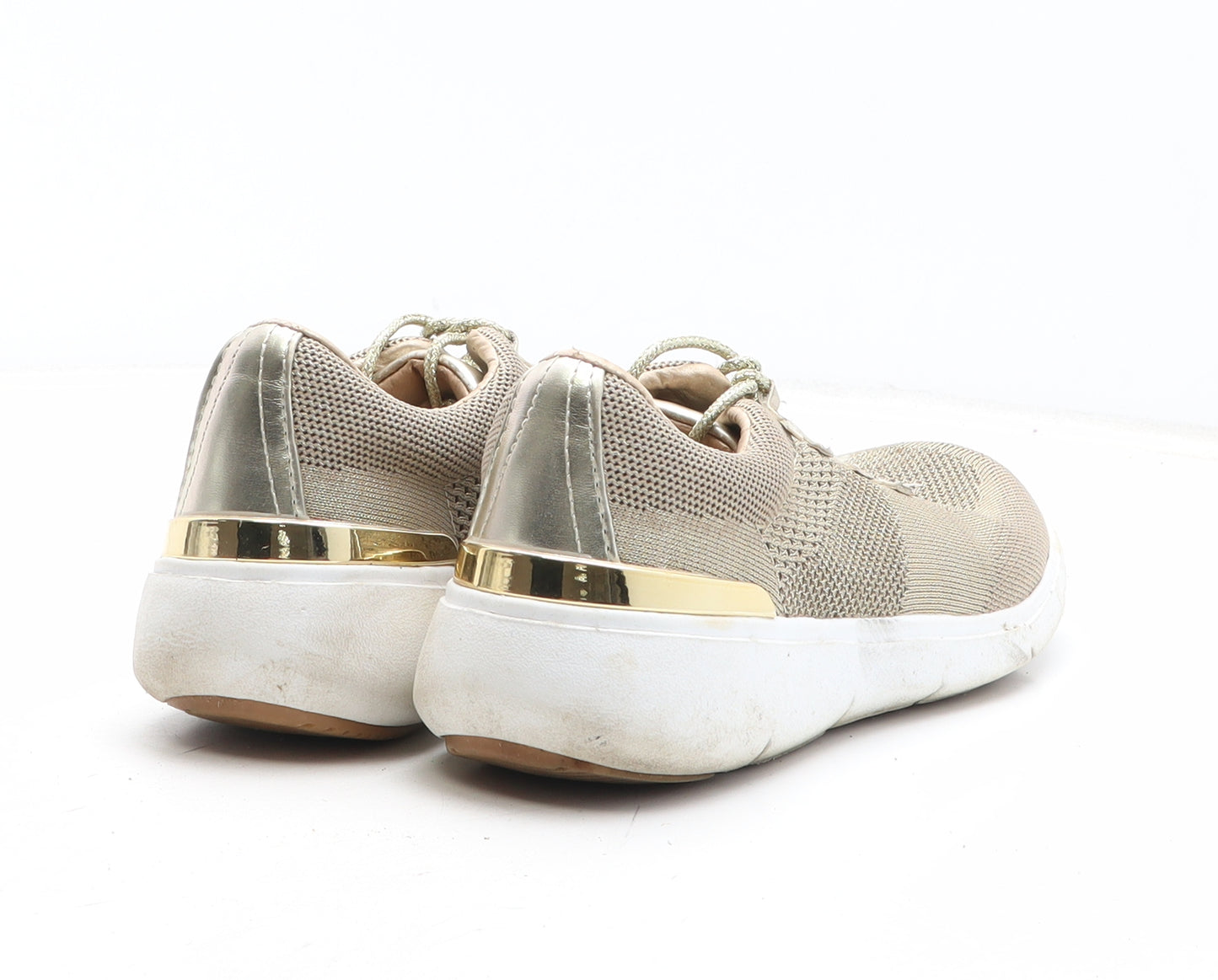 Preworn Womens Gold Fabric Trainer UK