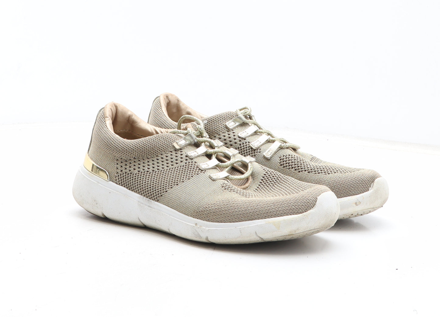 Preworn Womens Gold Fabric Trainer UK