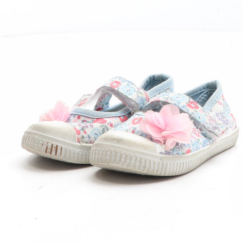 Walkright Girls Multicoloured Floral Fabric Slip On Casual UK 5 - Flower Detail