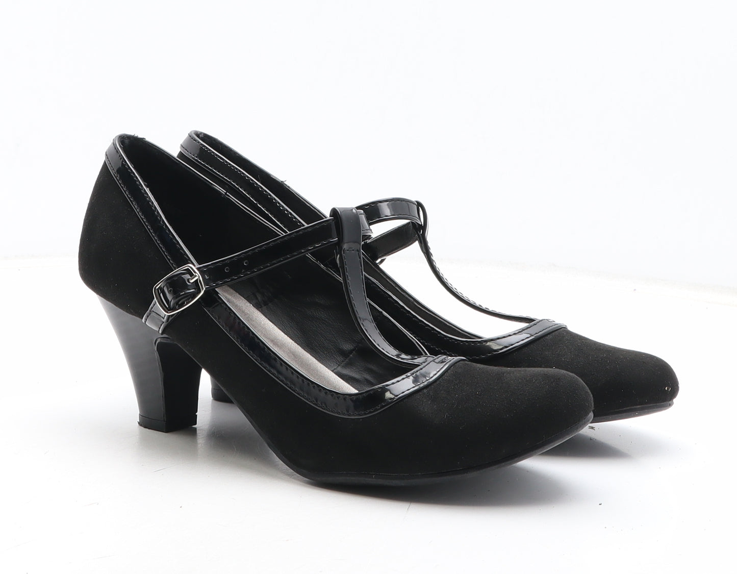 Lilley Womens Black Synthetic Court Heel UK - Mary Jane Style