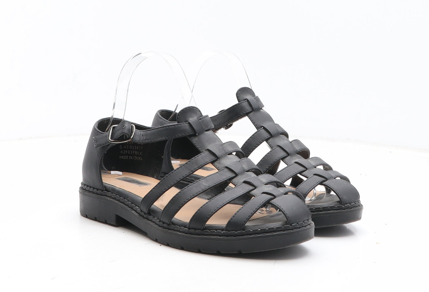 Topshop Womens Black Synthetic Gladiator Sandal UK