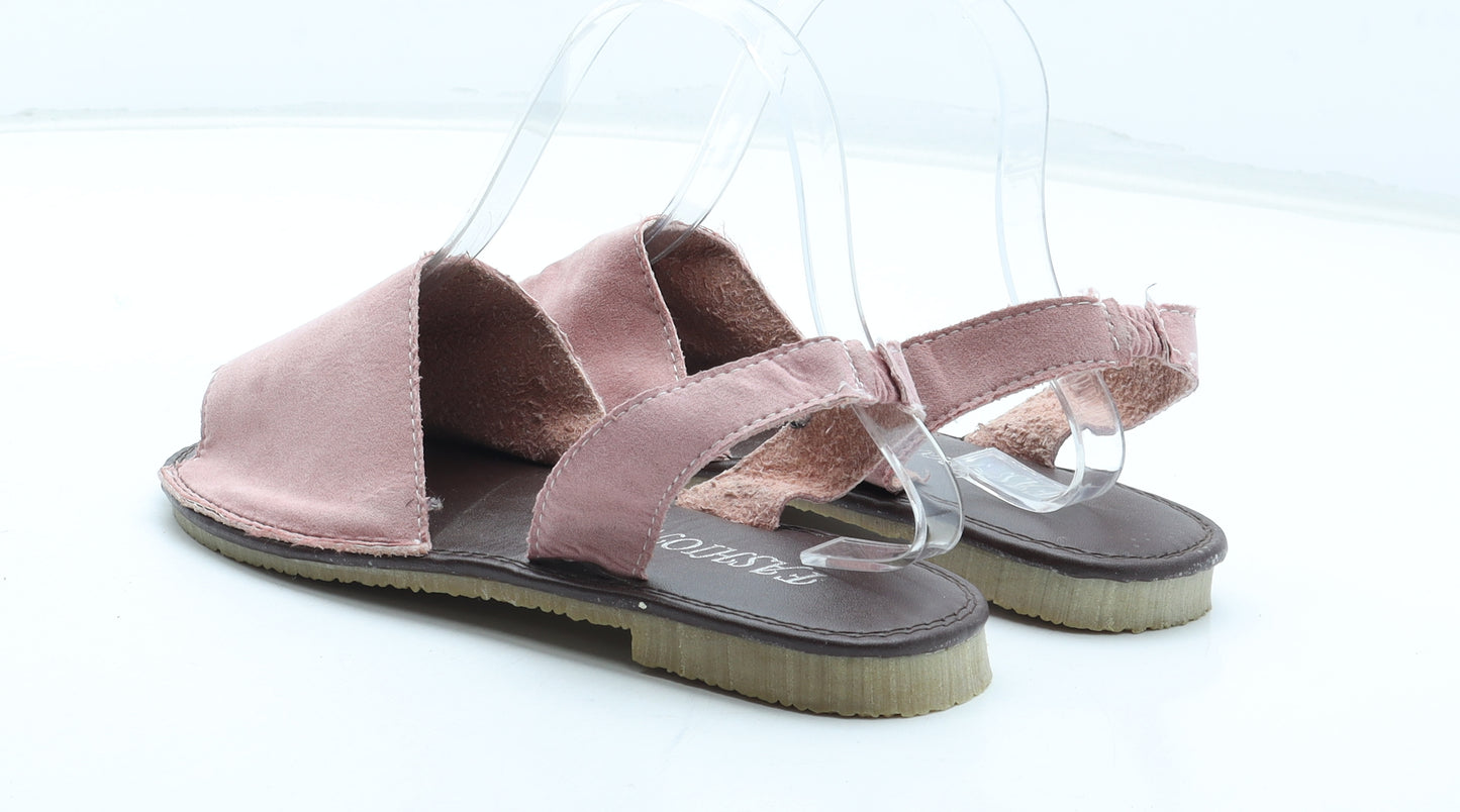 Fashion Womens Pink Leather Slingback Sandal UK