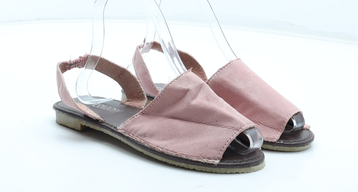 Fashion Womens Pink Leather Slingback Sandal UK