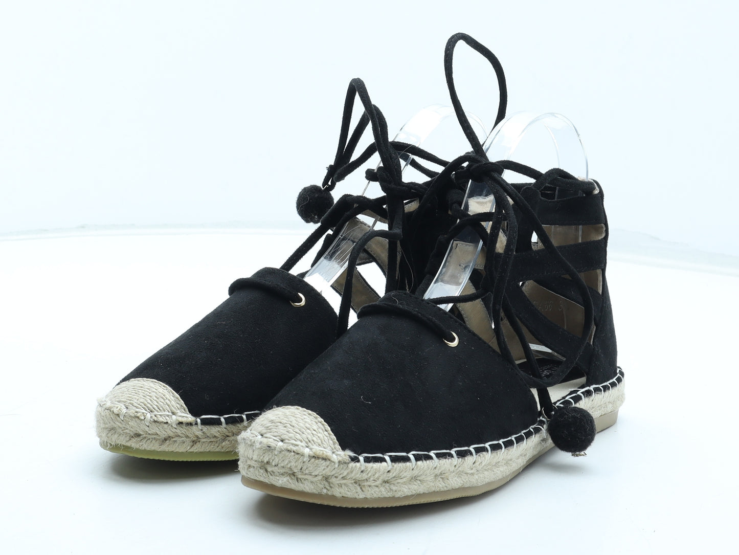 Sixth Sense Womens Black Polyester Espadrille Sandal UK