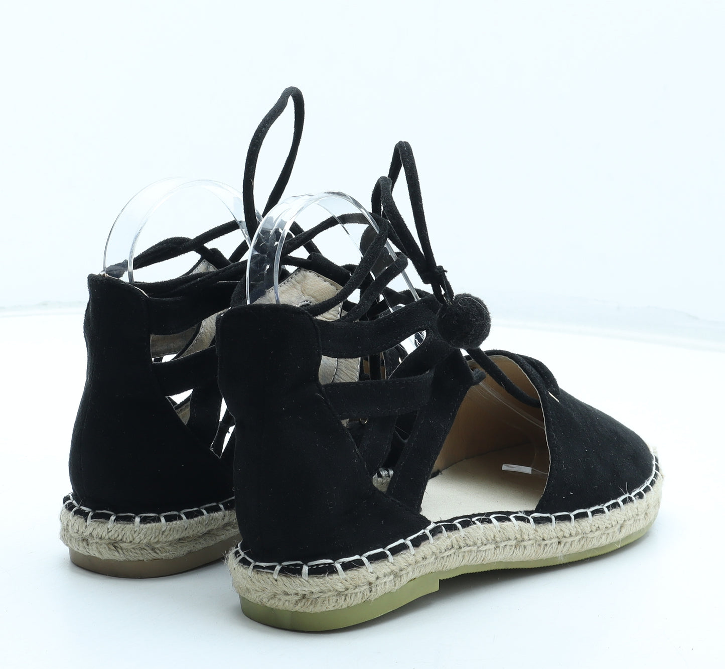 Sixth Sense Womens Black Polyester Espadrille Sandal UK