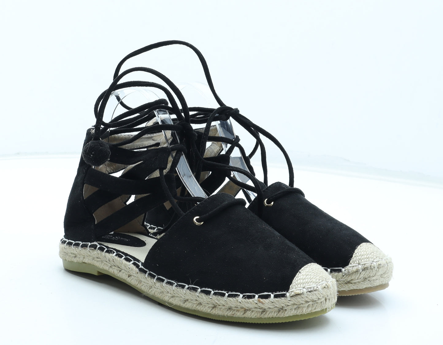 Sixth Sense Womens Black Polyester Espadrille Sandal UK