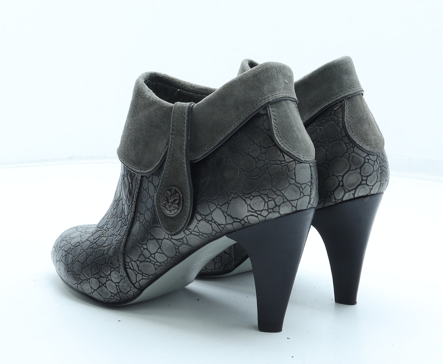 Lotus Womens Silver Geometric Polyurethane Bootie Boot UK