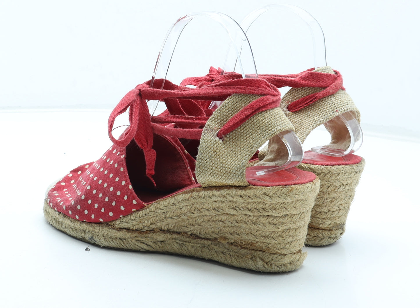 New Look Womens Red Polka Dot Polyester Espadrille Heel UK