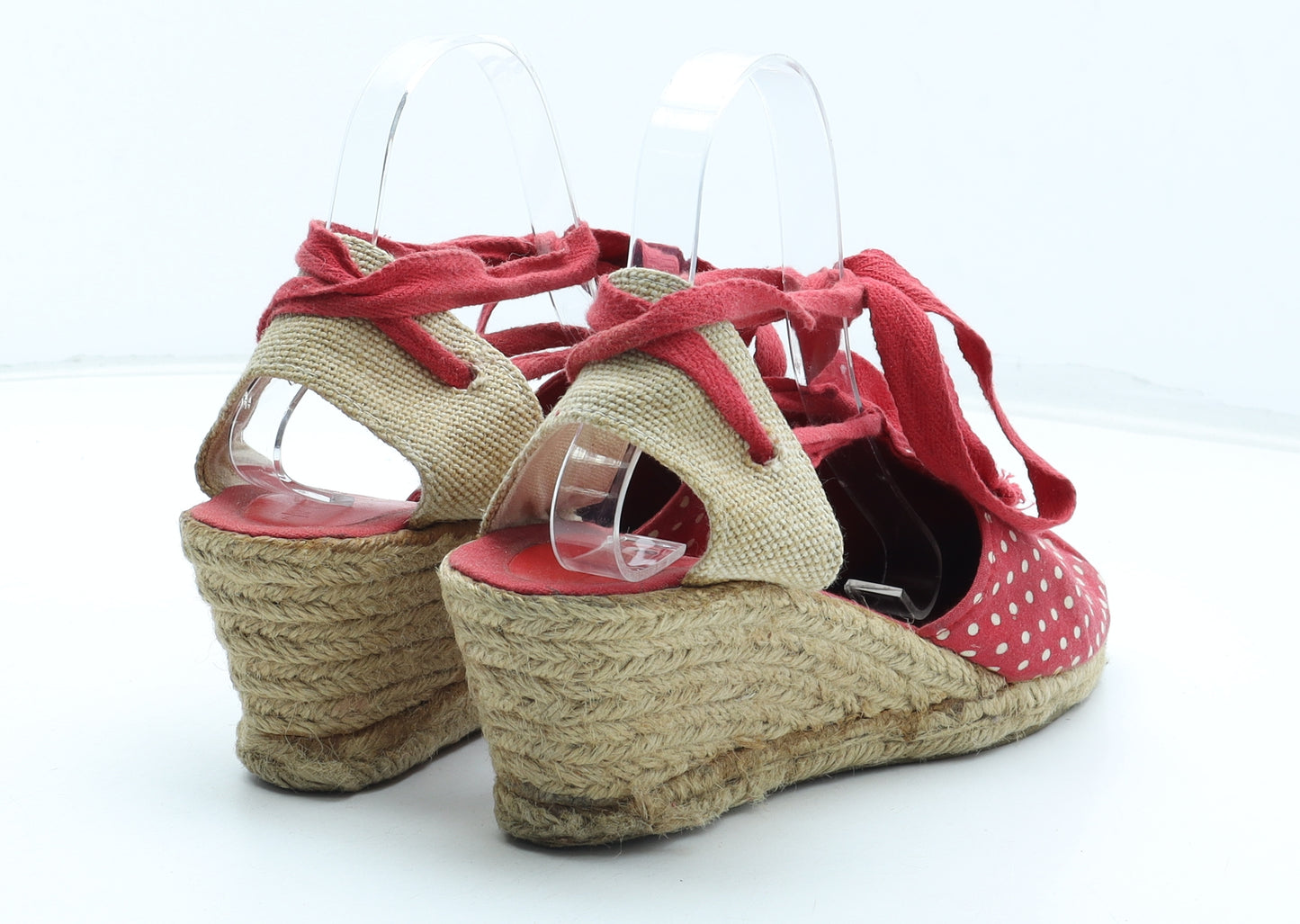 New Look Womens Red Polka Dot Polyester Espadrille Heel UK